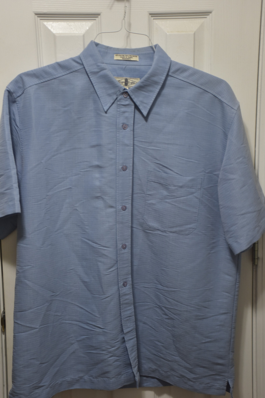 Eight Eight Casual Shirt Blue Short Sleeve Button Front Size L LSC208